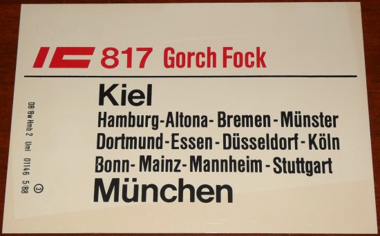 .. einmal hin - IC 817 Gorch Fock Kiel-München
